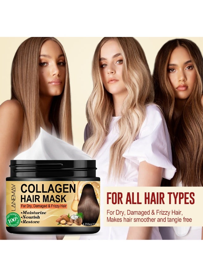 LANEMAY Collagen and Keratin Hair Care Mask - Deeply Moisturizes and Smoothens Hair, Strengthens Root, Improves Hair Quality - Image 5